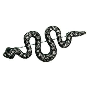 Black Rhinestone Snake Brooch Pin